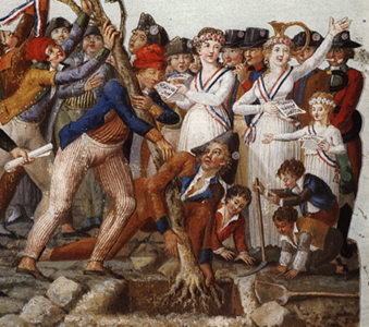 detail from "Planting the Tree of Liberty," by E. Le Sueur, 1792, French. The Age of Napoleon. Ed. Katell le Bourhis. NY: The Metropolitan Museum of Art / Harry N. Abrams, Inc., 1989. p. 47, pl. 24.