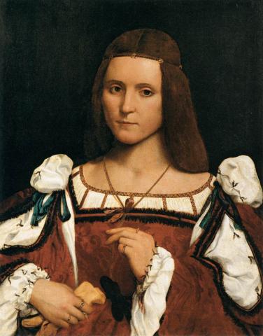 Giovanni Francesco Caroto - Portrait of a Woman, a.k.a. Isabella d'Este, Duches of Mantua (1474/1490–1539) - Louvre, Paris (1505-1510)