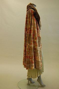 A cape of fine stencilled Mariano Fortuny velvet, 1920's