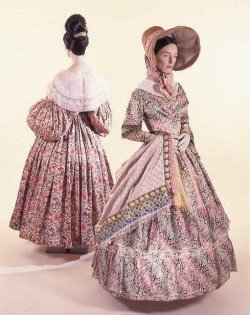 Transition of Romantic gown from 1830s to 1837. Museum of Costume. Quebec, Canada